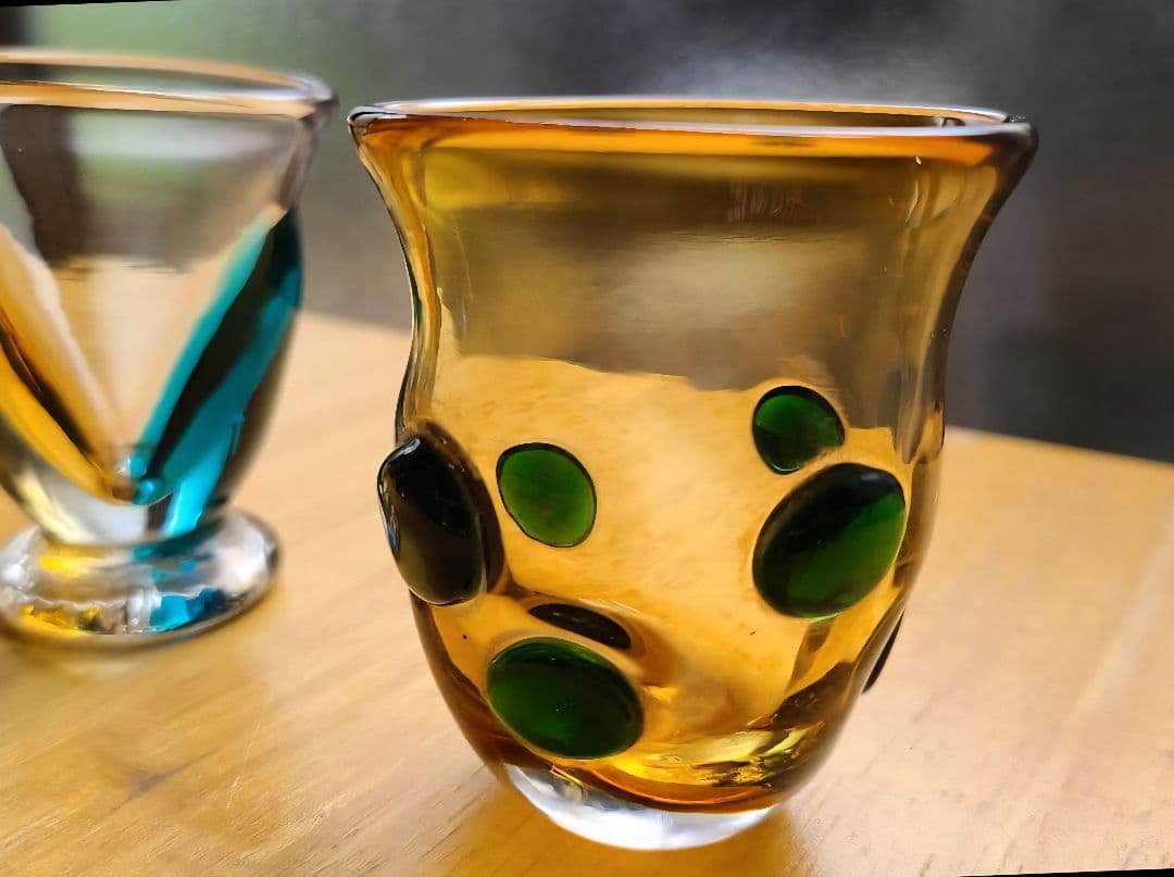 ハンドメイド　ショットグラス　ビンテージ　作家物　２個セット