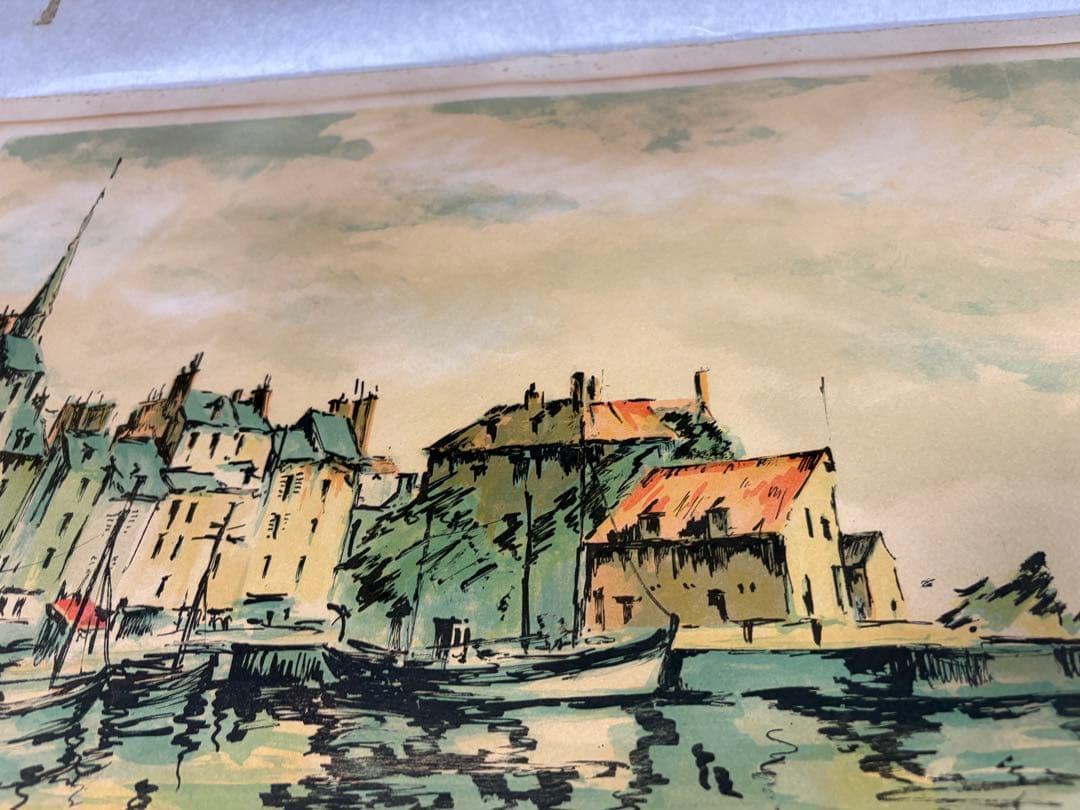 【限定リトグラフ】J.P.ローラン「オンフルール港」／保証書付き／25/175