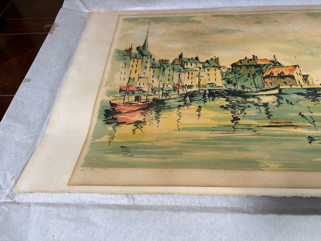 【限定リトグラフ】J.P.ローラン「オンフルール港」／保証書付き／25/175