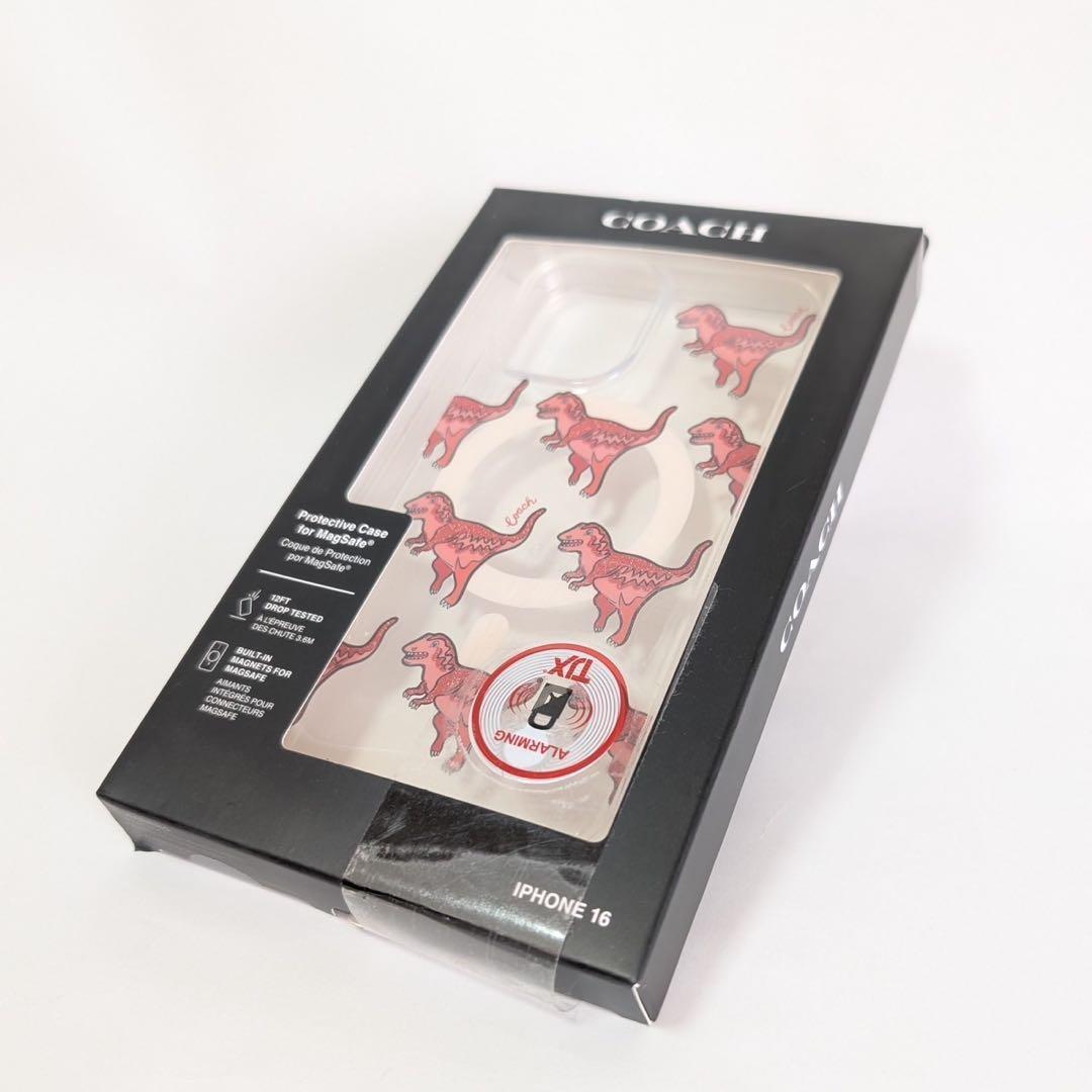 Coach スマホケース iPhone16 レキシー MagSafe 抗菌 恐竜