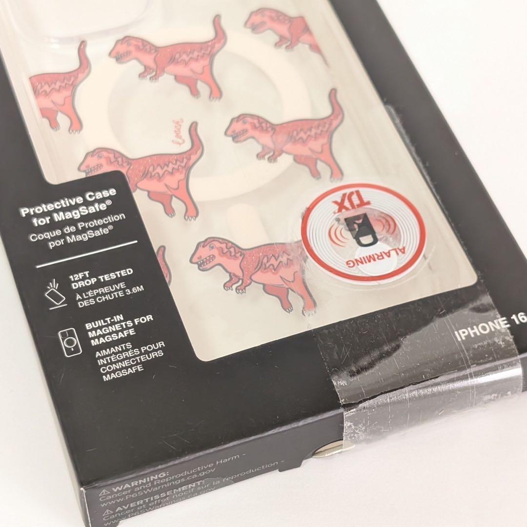 Coach スマホケース iPhone16 レキシー MagSafe 抗菌 恐竜