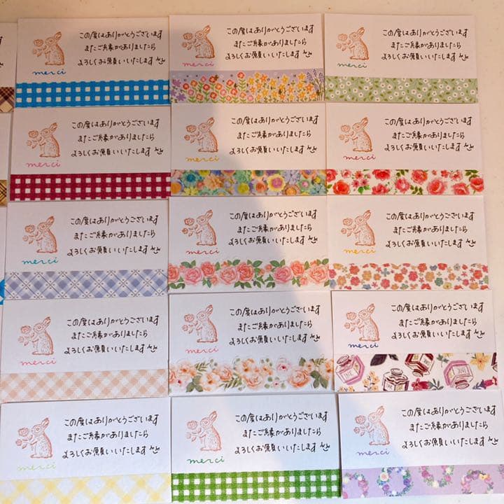 手書きサンキューカード　30枚　アンティークうさぎ　ご注文受付中です☆