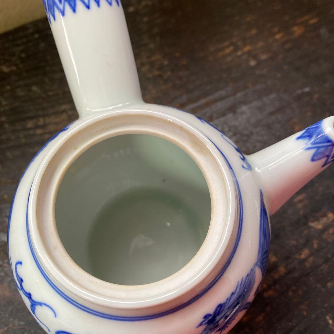 青い花模様の陶器製茶碗6個セット「作名有」