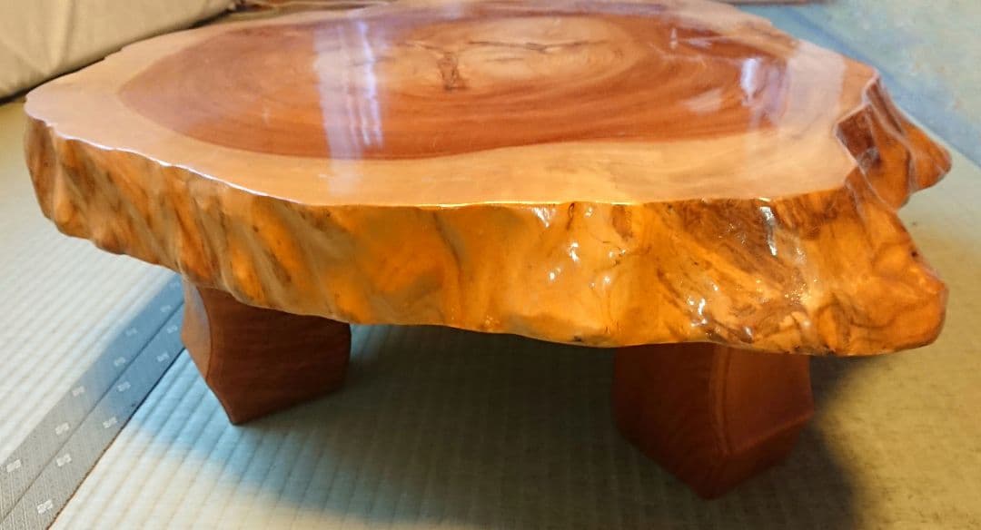 ケヤキ座卓 ② 一点物 光沢と木目が美しいちゃぶ台 床の間 盆栽飾り台 和室 @