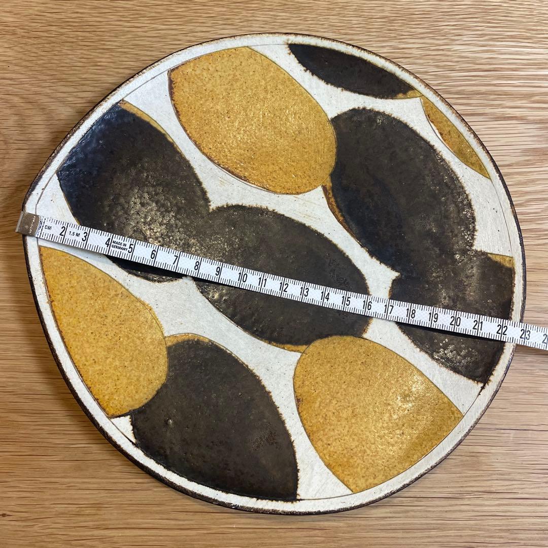 【市岡 泰】しずく皿　Lサイズ　約22cm 作家のうつわ　美品　黄&黒