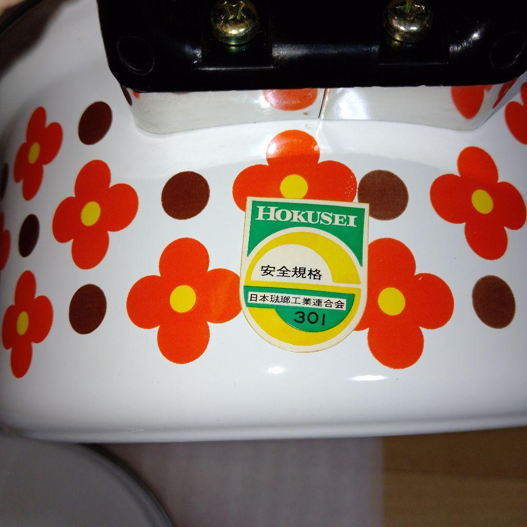 激レア品・ホクセイ　ホーロー鍋　当時物未使用　アデリアレトロ　花柄レトロ