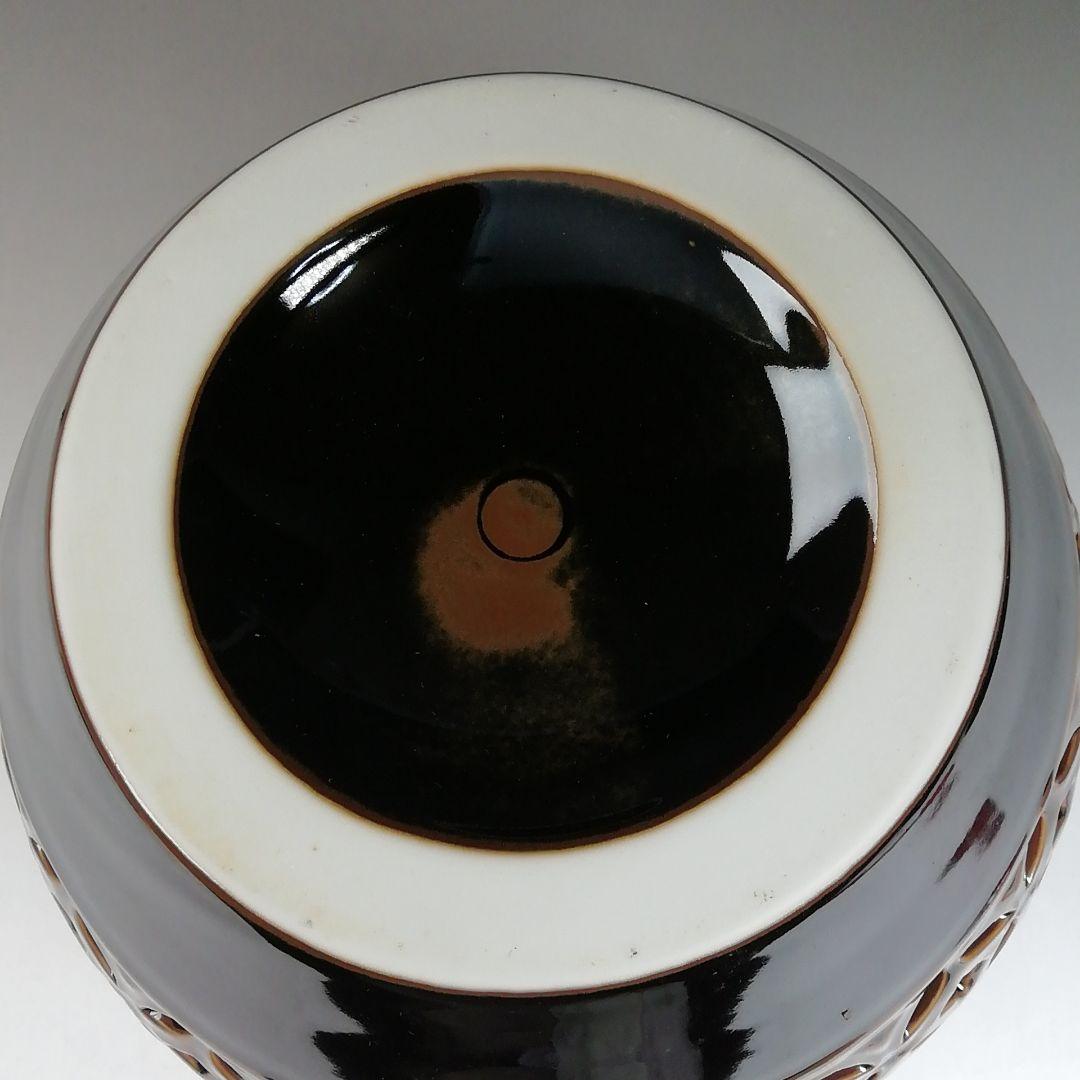 Ｔ９９２　水指　『古瀬戸　七宝透』『加藤藤城 造』『塗師　湖彩』　共箱　茶道具