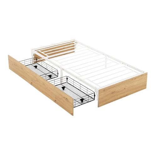 【新作】【ホワイト】 パイプベッド 折りたたみ ベッドフレーム シングル 軽量