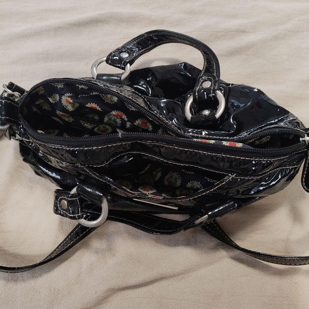 【Y2K】ANNA SUI アナスイエナメル ハンドバッグ ブラック ショルダー