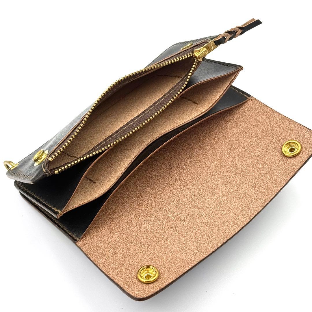 トラッカーウォレット(ブラック) タロンジッパー　3層ヴィンテージタイプ