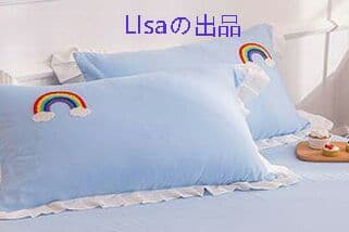 青い虹立体花乙女心プリンセス風コットン ベッド用4点セット8