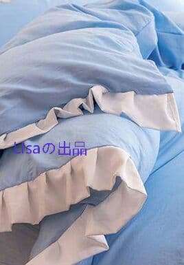 青い虹立体花乙女心プリンセス風コットン ベッド用4点セット8