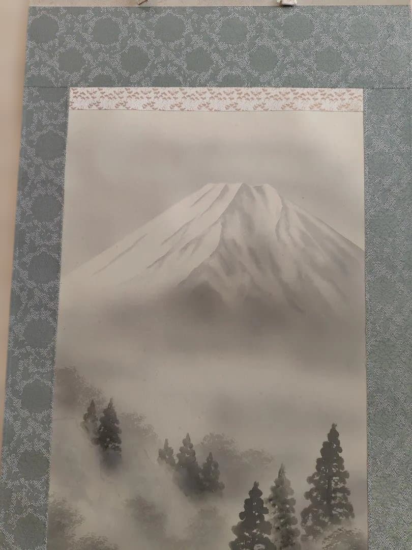 桂川香関_水墨山水【掛け軸】箱付き