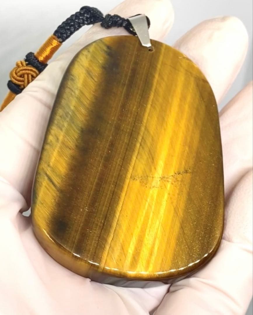 ブルーゴールドタイガーアイ 高浮彫り龍ペンダント ネックレス 高品質 天然石 龍