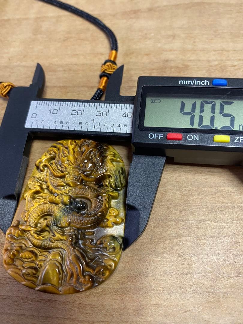 ブルーゴールドタイガーアイ 高浮彫り龍ペンダント ネックレス 高品質 天然石 龍