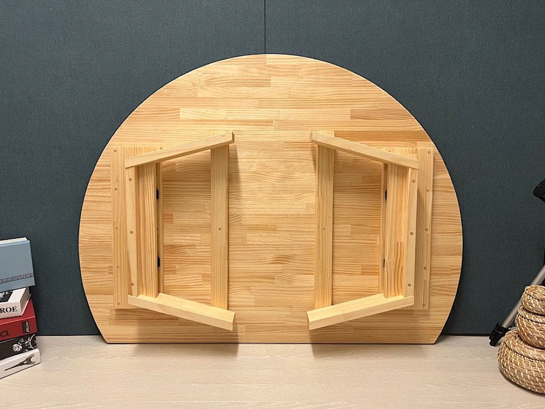 【送料無料】 ローテーブル 半月形 かまぼこ 120×90cm パイン 折畳脚