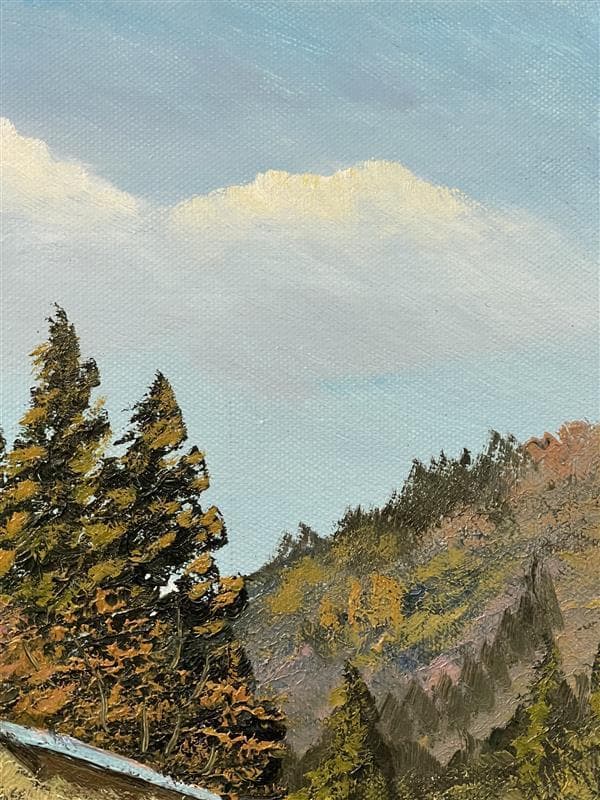 「真作」北川照生「白馬の山郷」風景画　油彩画　額装　サイン有り　F10号