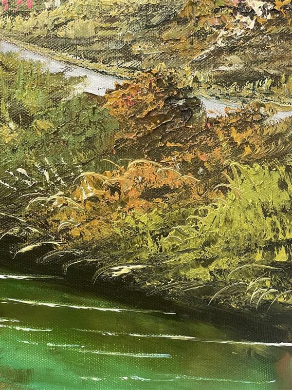 「真作」北川照生「白馬の山郷」風景画　油彩画　額装　サイン有り　F10号