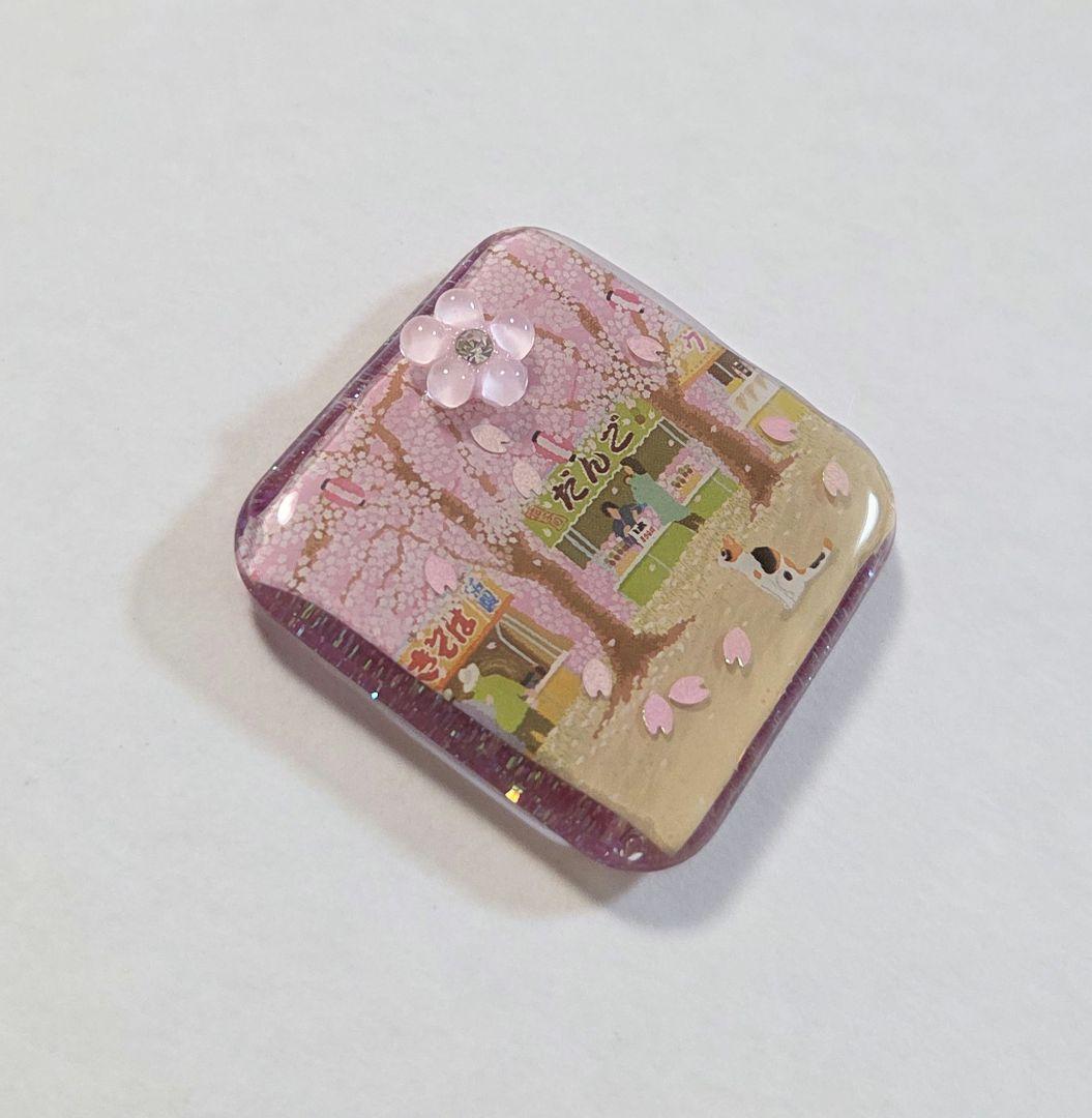 お花見ねこちゃんの風景✨レジンヘアゴム　　ねこレジン　　レジンヘアゴム