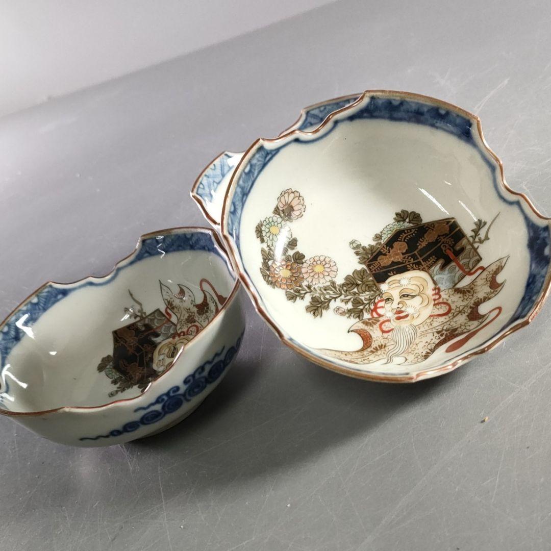382-3/在銘/九谷/小鉢/小皿/草花図/8客/箱なし