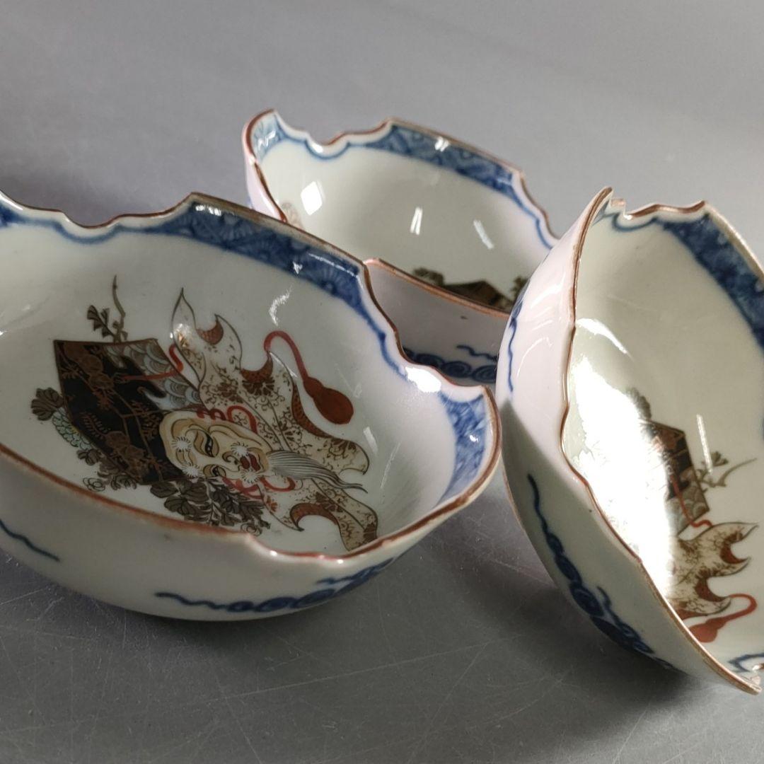 382-3/在銘/九谷/小鉢/小皿/草花図/8客/箱なし