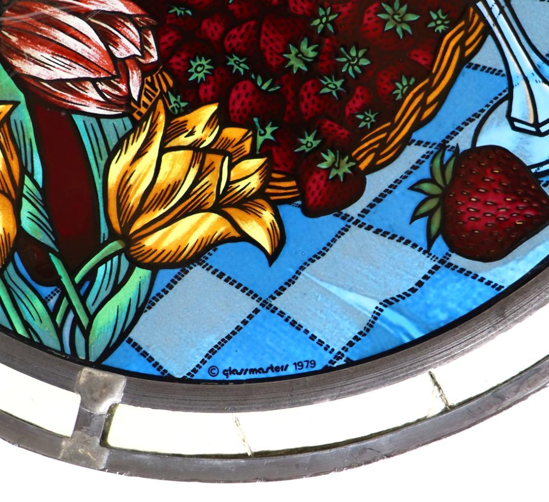 ストロベリーと赤ワイン ダブルリム製 ヴィンテージステンドグラス極稀少 初期作品