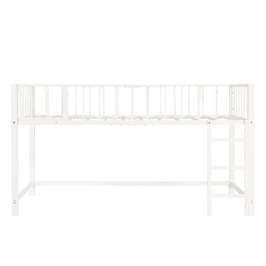 スチール製ロフトベッド【S・シングル】ロータイプ 左右入れ替え WHITE