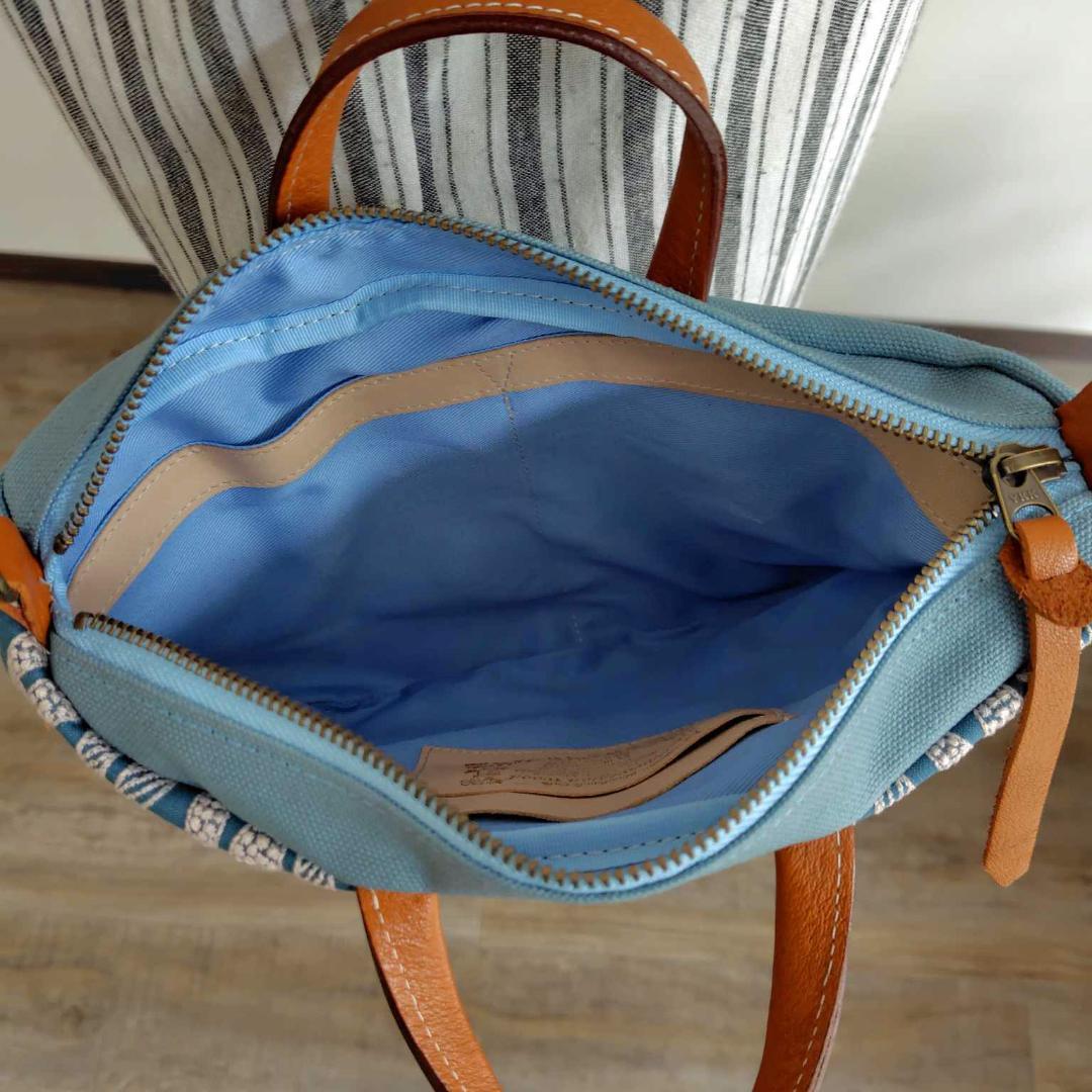 【みすず様】/pomppiaポンピア　ブルー/ミニラウンドショルダー本革キャメ