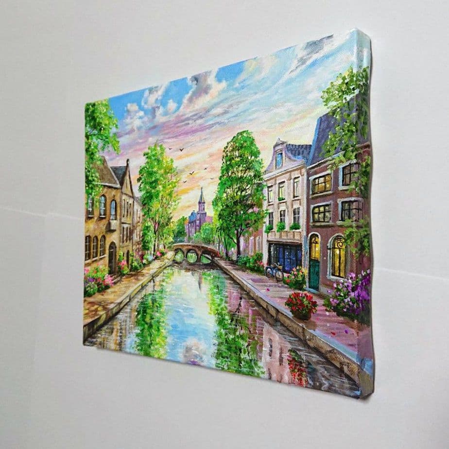 【アムステルダム】アクリル画 F3 風景画 絵画