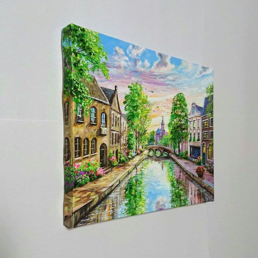 【アムステルダム】アクリル画 F3 風景画 絵画