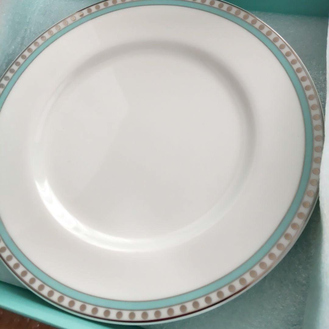 未使用品　TIFFANY プラチナブルーバンド デザートプレート 2枚セット