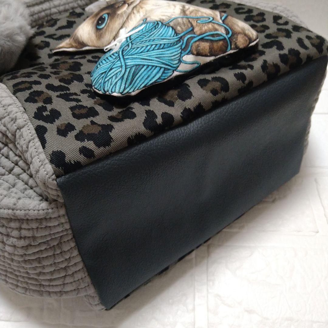 ゆ*ら様 コヤンイサムチョン☆ころりんトートバッグ　ヒョウ柄グレー＆ヌビキルト