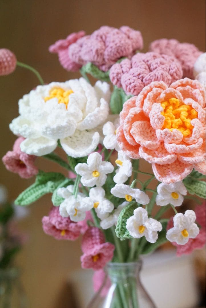 母の日ギフト♡かぎ針編みのフラワー花束（枯れない花）