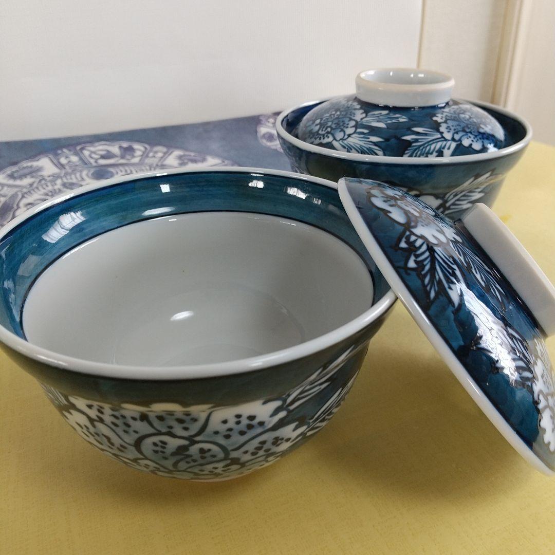 源右衛門窯⭐️染付牡丹絵 蓋椀 二客