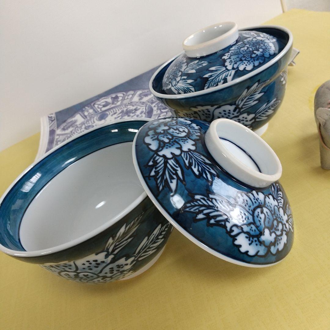 源右衛門窯⭐️染付牡丹絵 蓋椀 二客