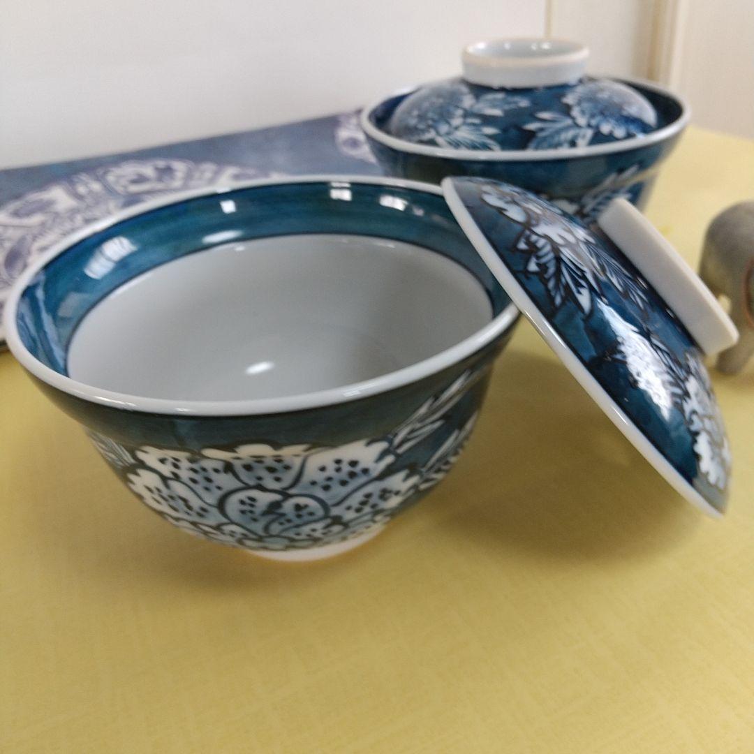 源右衛門窯⭐️染付牡丹絵 蓋椀 二客