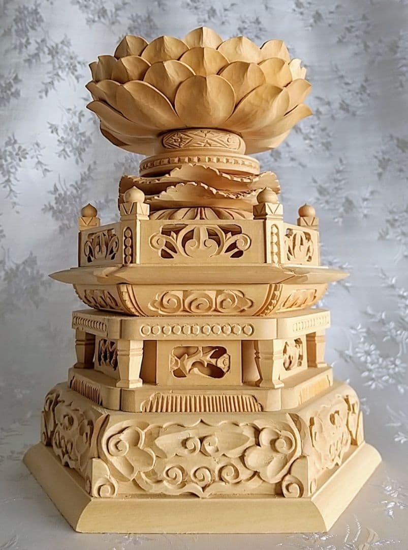 台座のみ 坐像用#543 背切 六角 木彫 仏像付属品