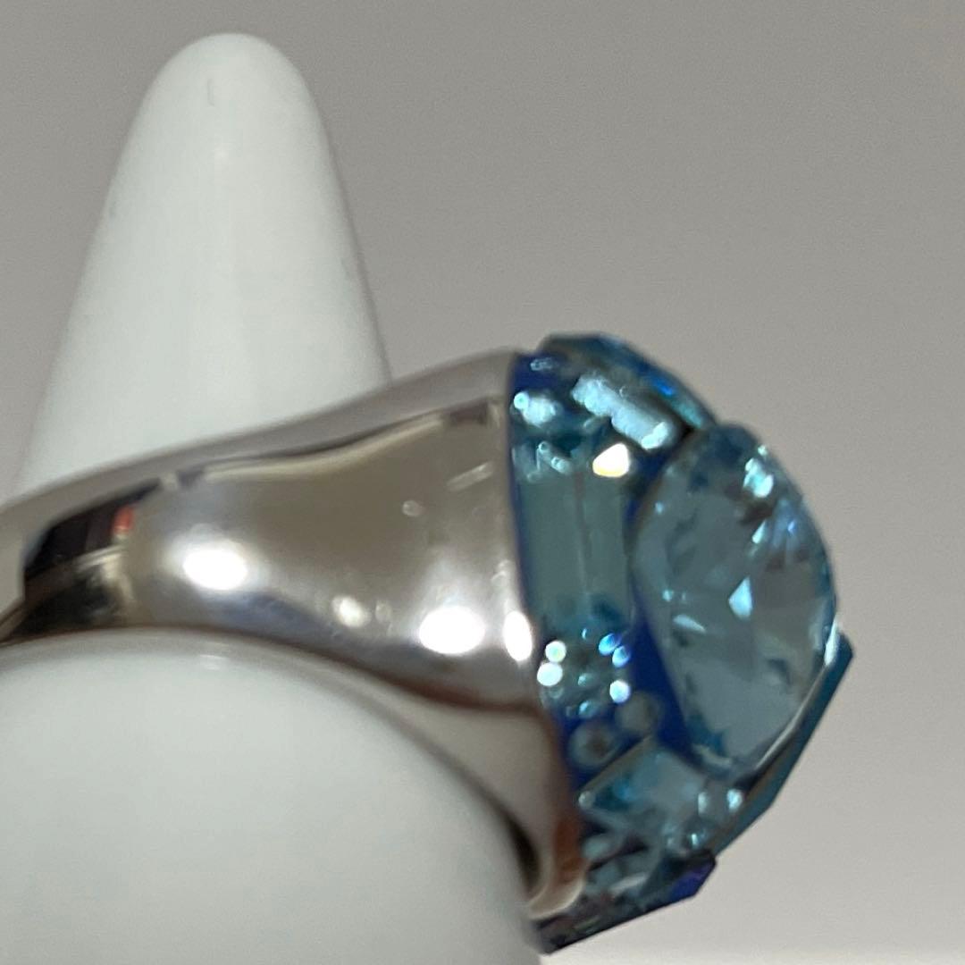 グルーデコスワロフスキーリング グルーデコ ハンドメイド ブルー