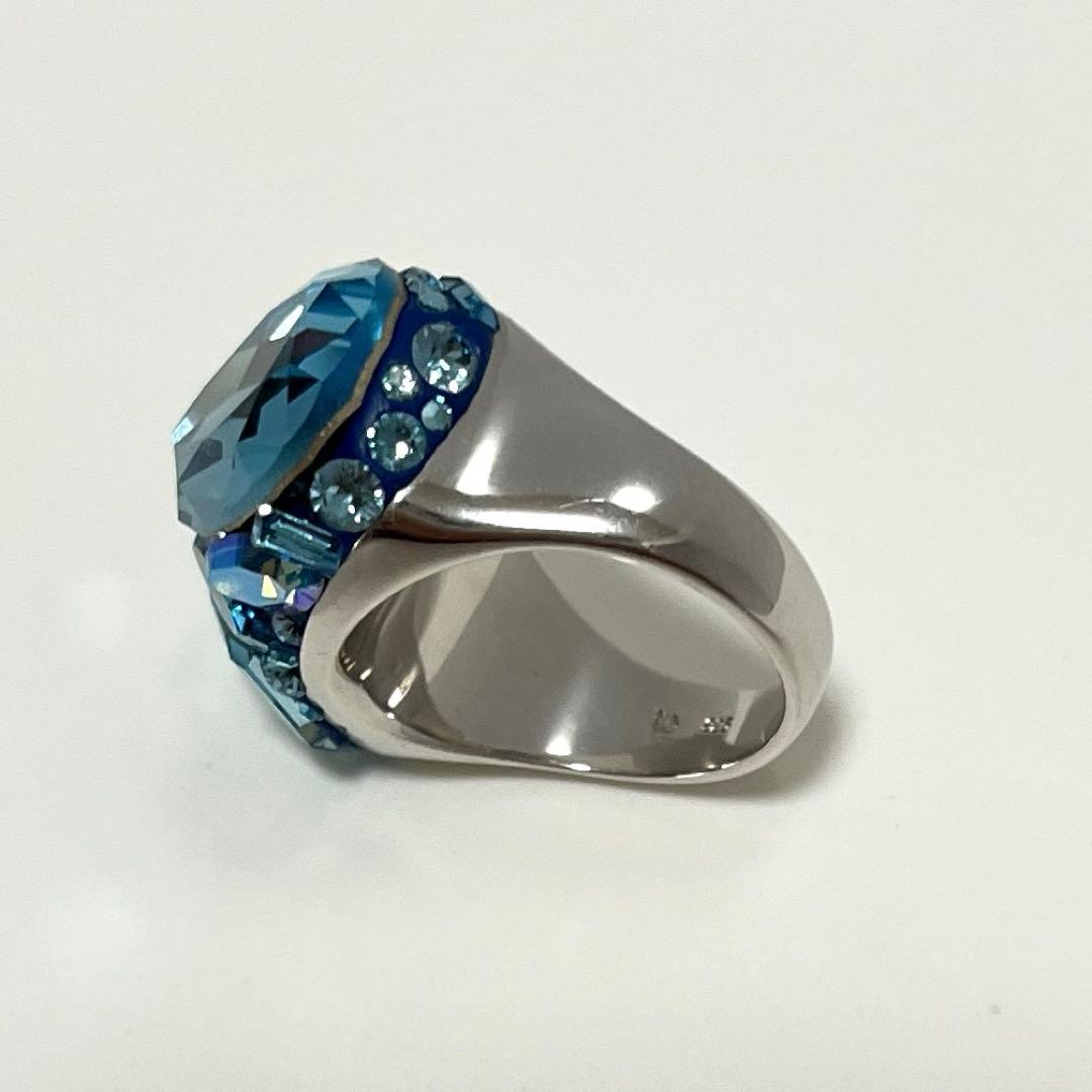 グルーデコスワロフスキーリング グルーデコ ハンドメイド ブルー