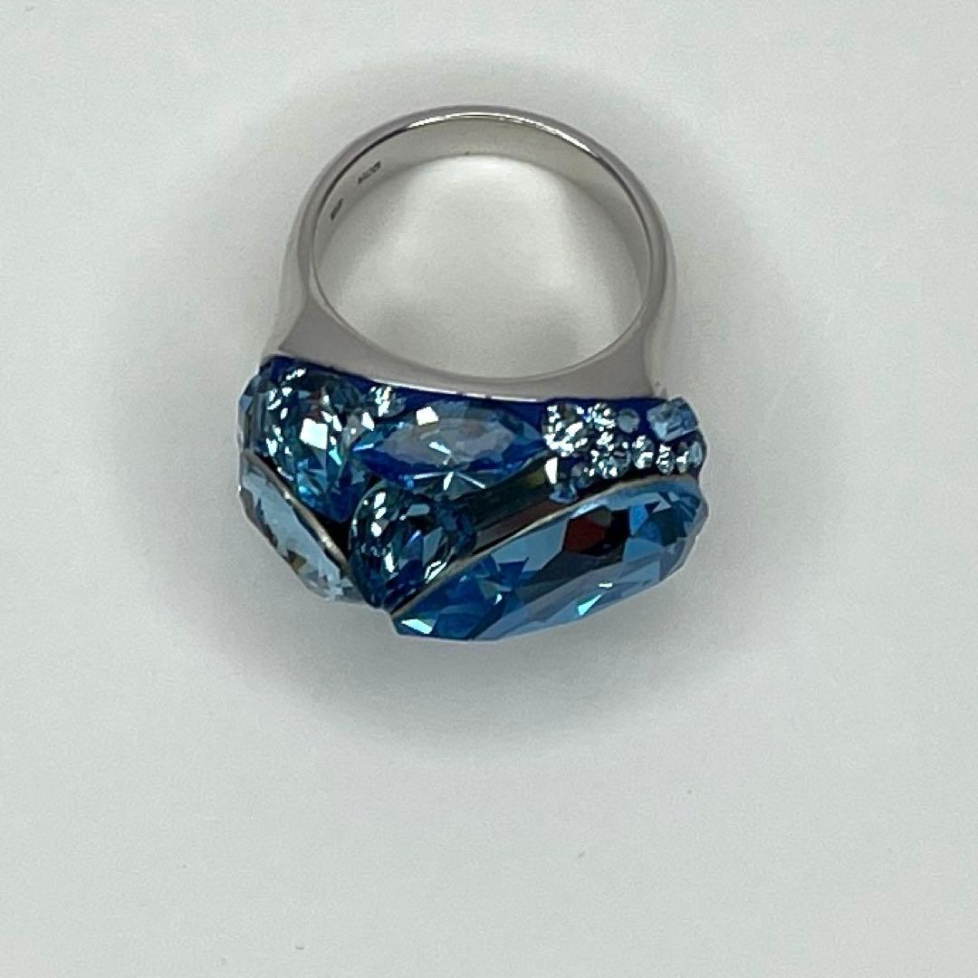 グルーデコスワロフスキーリング グルーデコ ハンドメイド ブルー