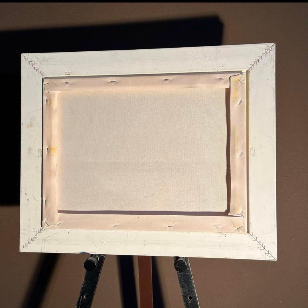 手書き油絵 海を眺める少女 絵画 インテリア 油彩画