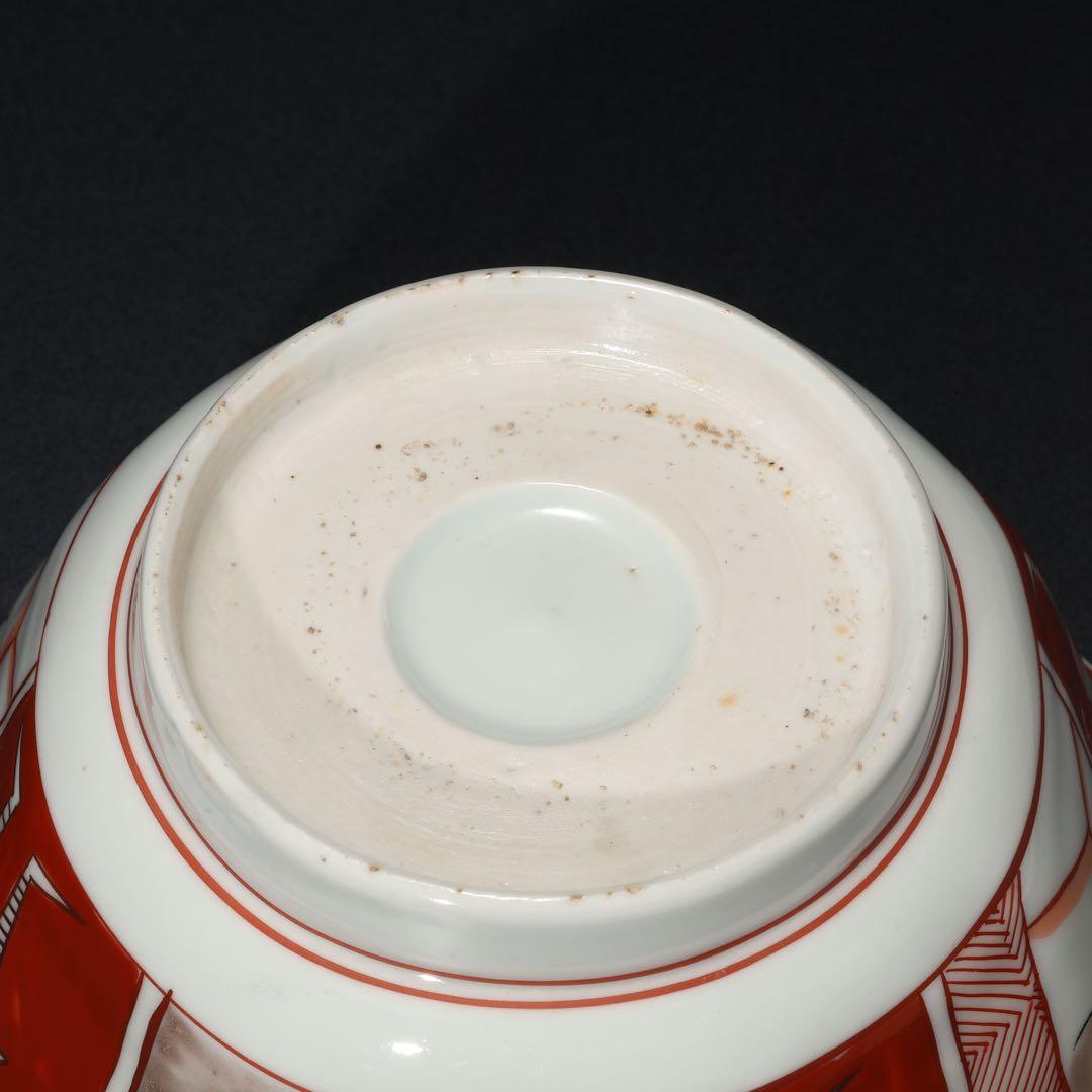 伊万里色絵人物図八角鉢　骨董　古伊万里　R1736ダA