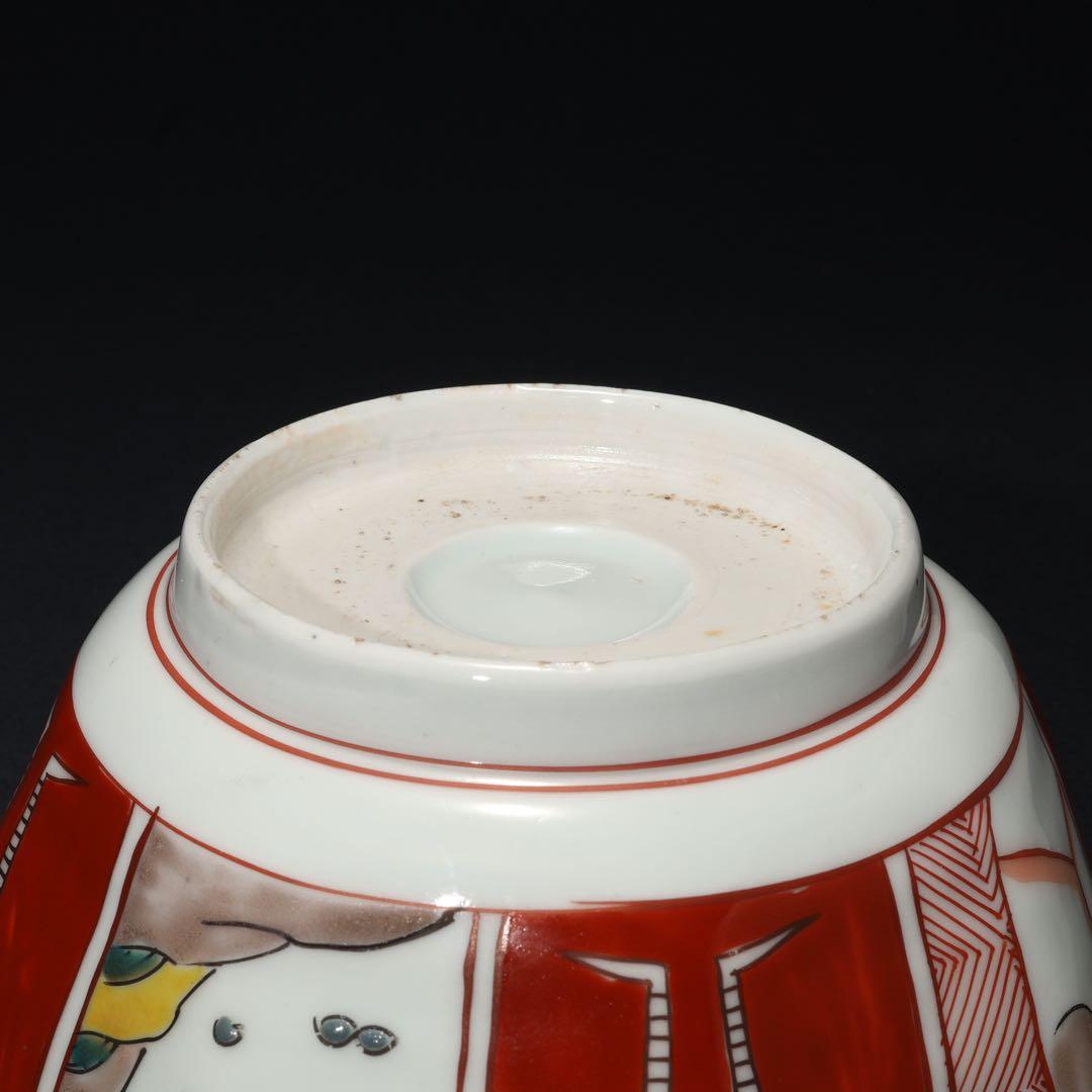 伊万里色絵人物図八角鉢　骨董　古伊万里　R1736ダA