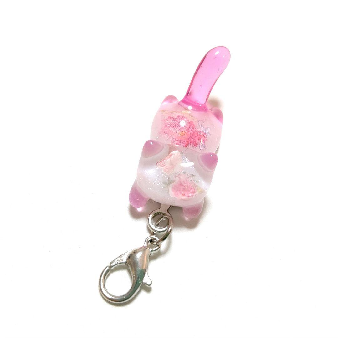 専用商品K-10144 ジャンピング猫チャーム(お花 ピンク)