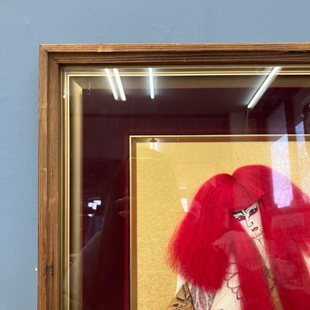 美品 歌舞伎 連獅子 伝統工芸 壁掛け インテリア 壁掛け インテリア 作品