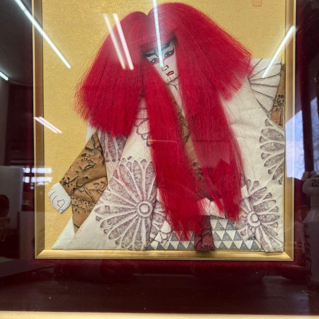 美品 歌舞伎 連獅子 伝統工芸 壁掛け インテリア 壁掛け インテリア 作品