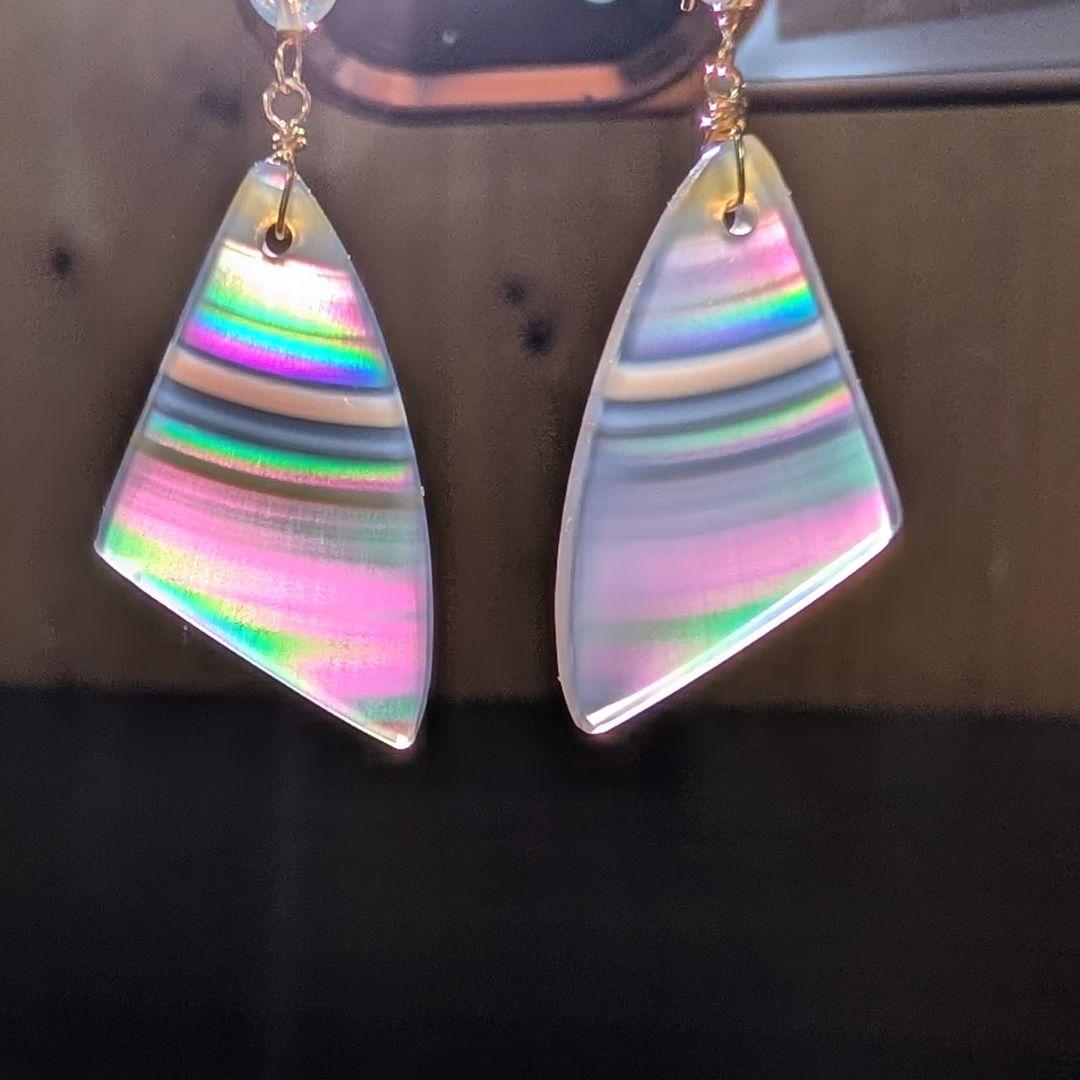 アイリスアゲート オパールピアス