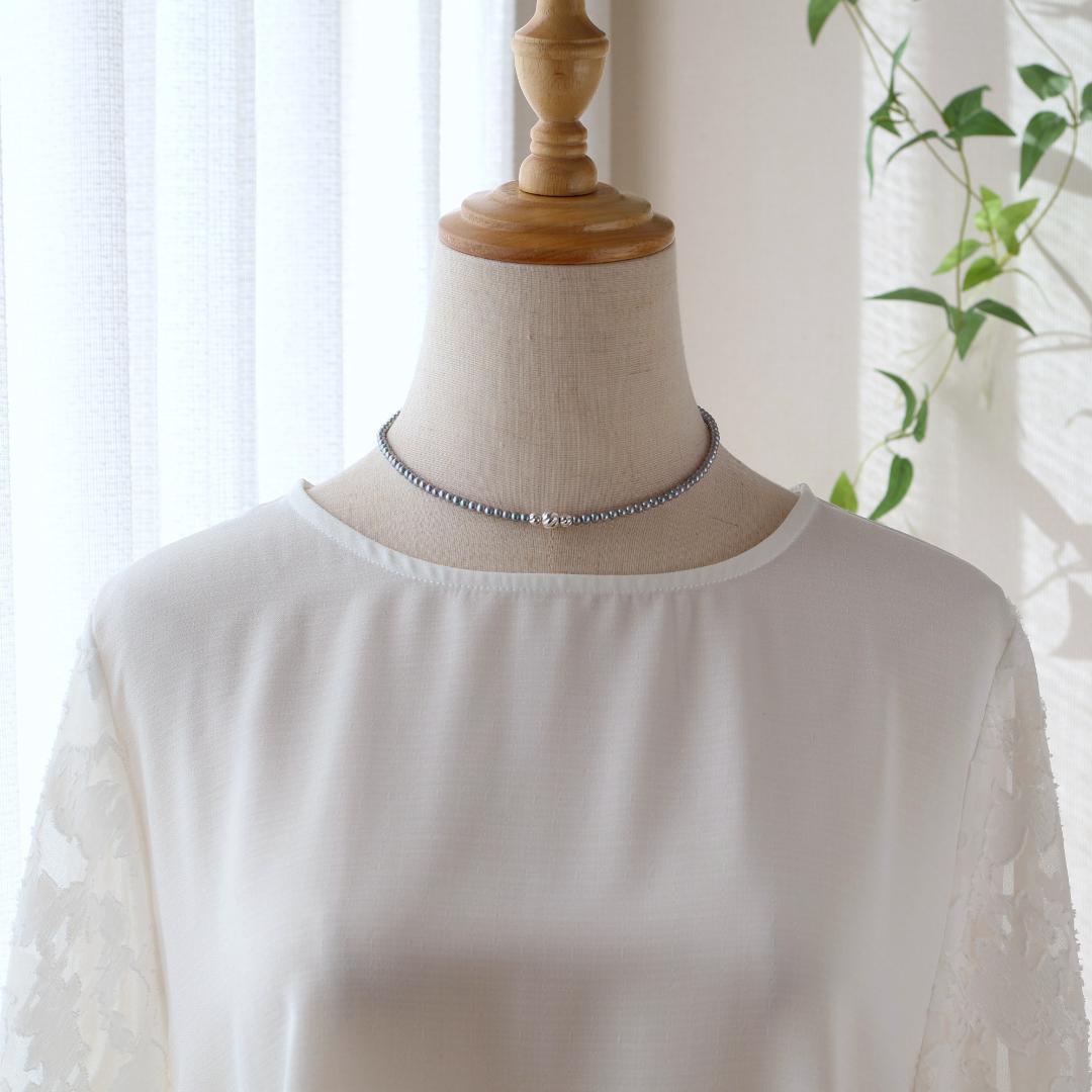 グレーベビーパールのネックレス　パール　グレーパール　ベビーパール