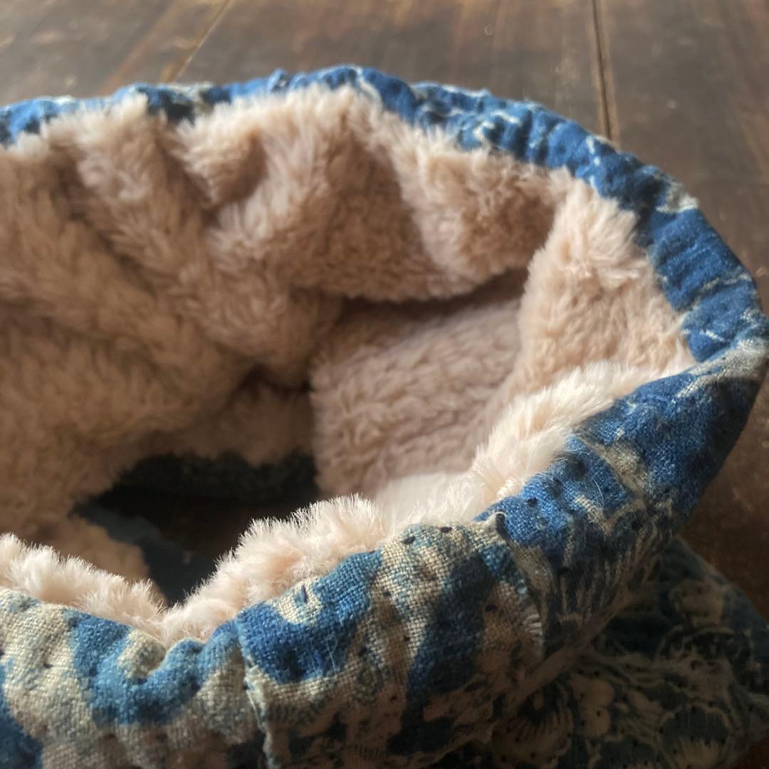 BORO 襤褸 型染 藍染 刺し子 古布 シングルスヌード ネックウォーマー