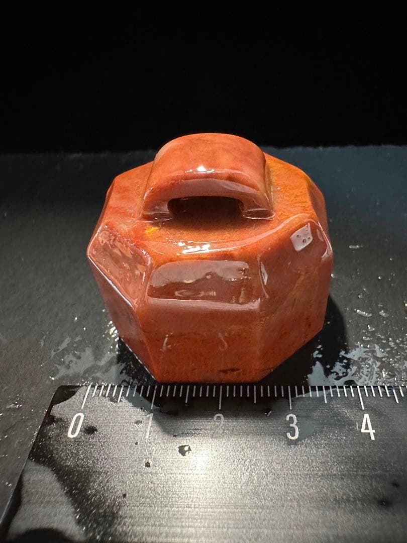 ラオス石　朱砂　八面　如意　印材　印石　高級　美品　書道　篆刻　落款　雅号